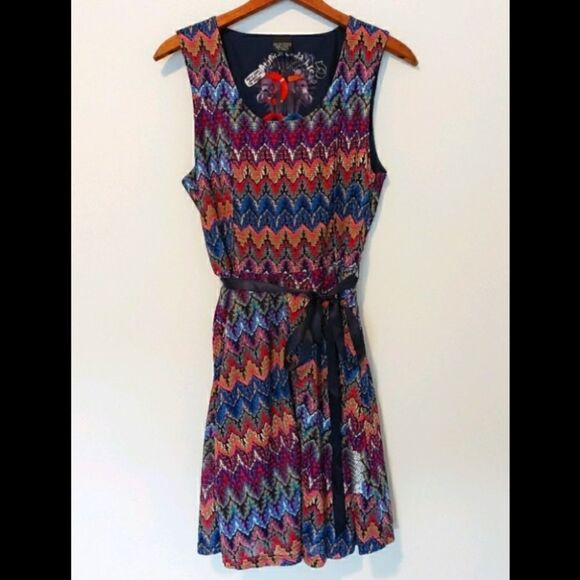 Multicolor Chevron Pattern Dress - Picture 2 of 7